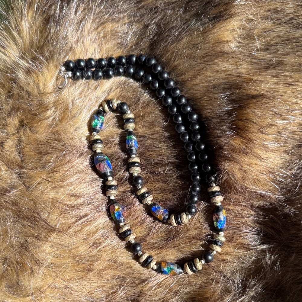 Elegant Black and Gold Beaded Vintage Japanes Necklace